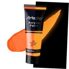 Glow in the Dark Paint, Neon Orange Paint (120ml / 4.05oz) Tubes, Art Craft