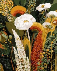 Vintage White Wildflower Paint by Numbers Kit for Adults DIY Acrylic Art 16×20