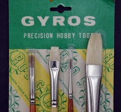 Vintage Artist Hobby Paint Sable Brushes Gyros Product Co #4-213J #8-214J 1950