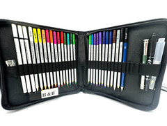 H & B Art Studio Watercolour Pencils Drawing Painting Set + Case 34 Pcs – NEW