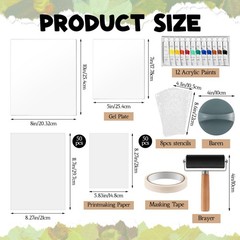 Gel Printing Plate Set with 8″ x 10″ & 5″ x 7″ Plates, Includes Brayer, Print…