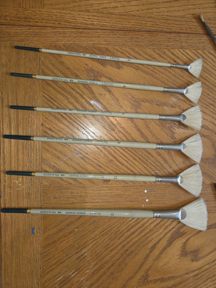 Lot (6) Signet Robert Simmons Series 408 #2 4 6 8 10 12 Fan Blender Paint Brush