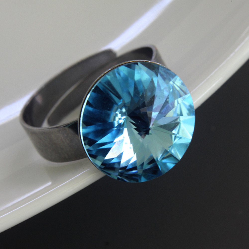 Aurora Crystals Stainless Steel Ring