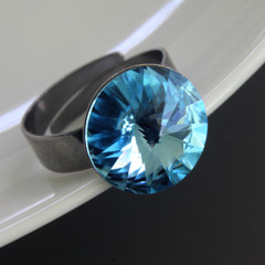 Aurora Crystals Stainless Steel Ring
