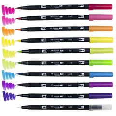 Tombow ABT Dual Brush Pens 56185, Bright Colors, 10 Pen Set