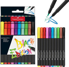 Black Edition Felt Tip Pens, Soft Brush Nib, 10 Colors