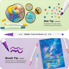 Ohuhu Acrylic Paint Markers Cotton-core 36 Colors Dual Tips Waterproof Lightfast