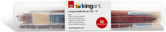 12-Piece Long Handle White Hog Hair Artist Paint Brush Set, Perfect for Acryl…