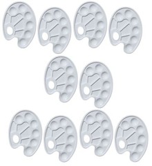 10 Pack Artist Plastic Palette for Oil, Acrylic, Watercolor Paints, 10 Sections