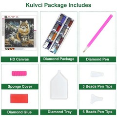 Kulvci Diamond Art Kits for Adults, Cat 12 inches x 12 inches, Multicolor