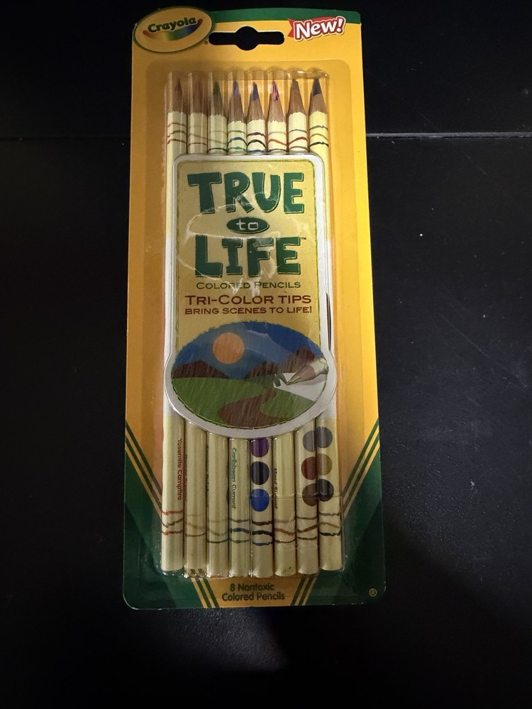2007 Crayola Hallmark True To Life Tri-Color Tips Colored Pencils 8 pack Rare