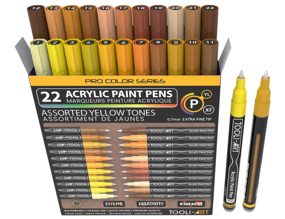 Acrylic Paint Pens 22 Yellow & Brown Tones Assorted Pro Color Series Markers …