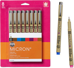 Pigma Micron Fineliner, 05 Tip, Ass’T Archival Colors, 8 PK 30066