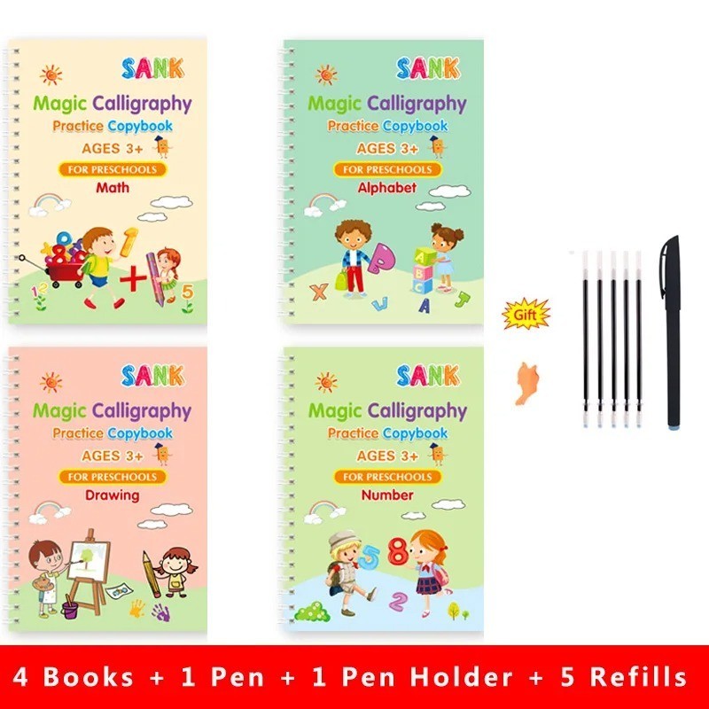 Magic Practice Copybook Kids Reusable Writing Book Calligraphy English Pen USA
