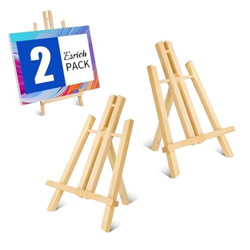 2 Pack 11.8″ Wood Easels,Tabletop Easel for Painting,Painting Party,