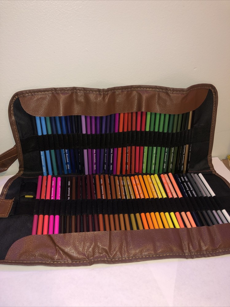 Everyday Essentials 72 Color Pencil With Roll Up Canvas Pen Bag NEW