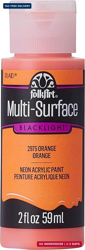 FolkArt, Multi-Surface Acrylic Paint, Blacklight, Neon, 2 oz, (Pack of 1), Orang