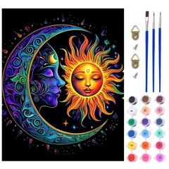 Lxmsja Moon Paint by Numbers Kit for Adults, Sun 16×20 inches, black#419