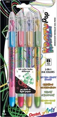 Pentel Arts Krazy Pop Iridescent Gel Pen, 1.0mm Bold Line, Assorted Ink, Pack 4