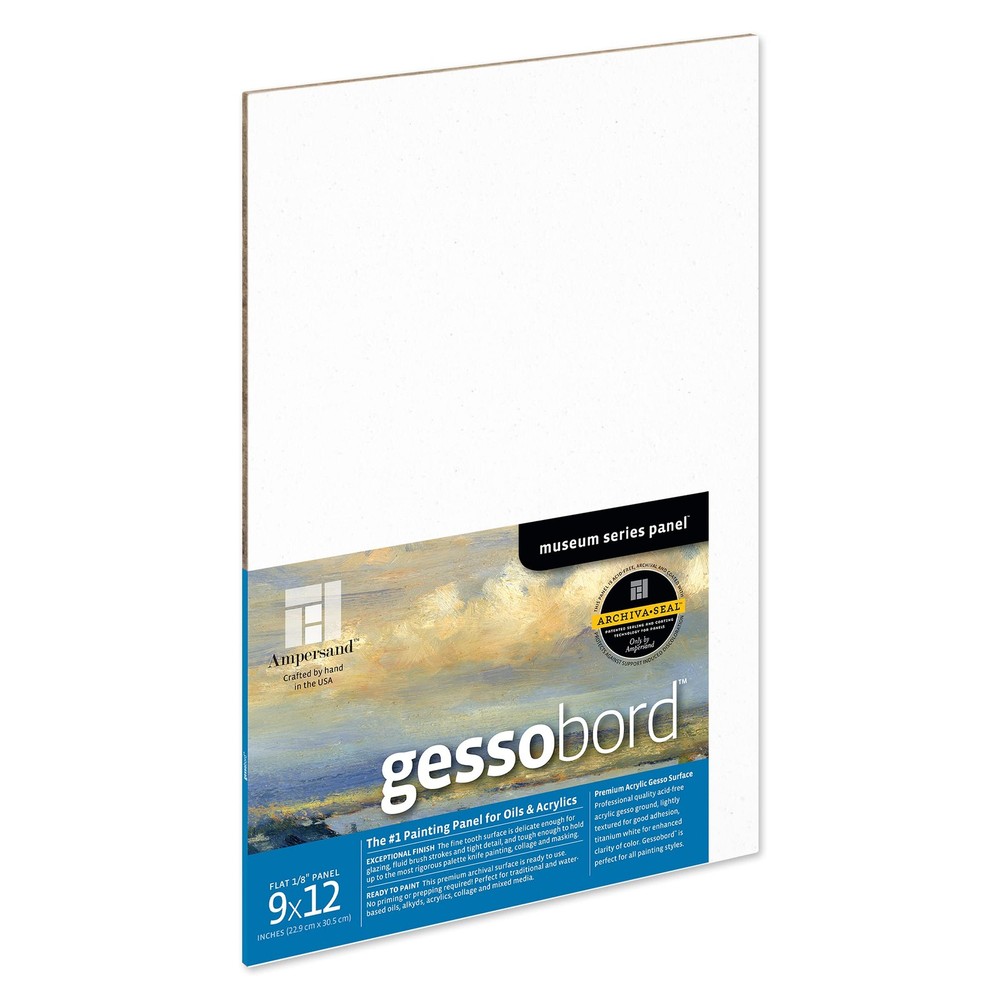 9×12 inch 1/8″ Flat Profile Museum Series Gesso Wood Painting Panel