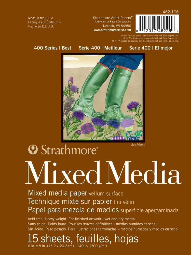 Strathmore (462-106 400 Series Mixed Media Pad, 6″x8″, 15 6 x 8 inches, White