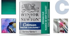 Versatile Cotman Half Pan Watercolor: Viridian Hue, 2ml for Indoor/Outdoor Use
