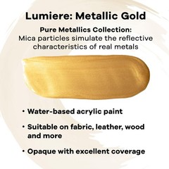 Metallic Gold Fabric Paint 2.25oz for Leather, Canvas, Paper, Wood – Lightfast
