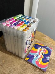 Grabie 48 Colors Premium Dual-Tip Alcohol Markers Set with Coloring Book
