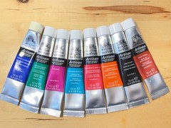 Lot of 20 tubes Lukas and other water mixable oil paints and 3 bottles medium.