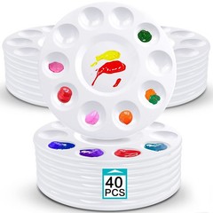 Hulameda 40pcs Art Paint Tray Palette Plastic Pallet for Kids or 40pcs-white