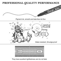 Black Art Pen Set 12 Sizes Fine Line Drawing Water Resistant Archival Pens
