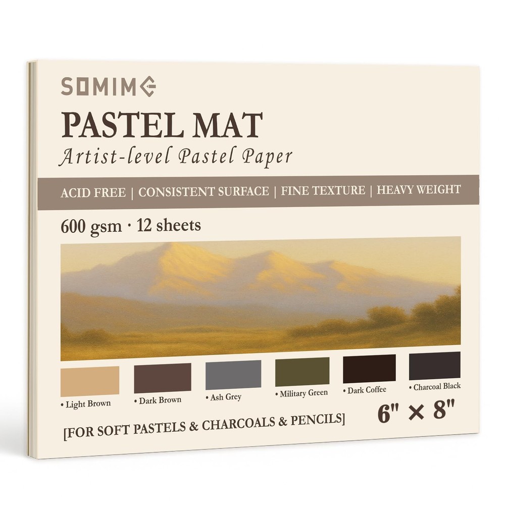 12 PCS 6×8 Inch 600gsm Sanded Pastel Paper Pad Assorted Color Drawing Sheets