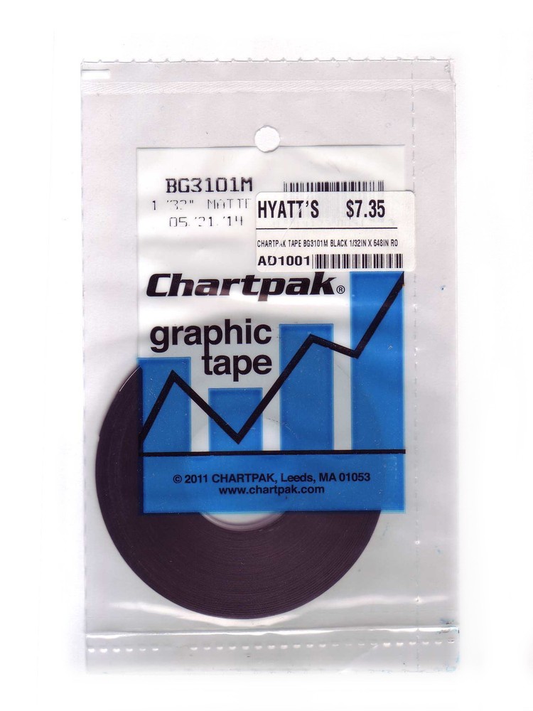 Chartpak Tape Bg3101M Black 1/32In X 648In Ro