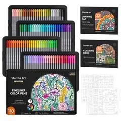 Shuttle Art Fineliner Colored Pens, 100 Colors 100 with Stencils