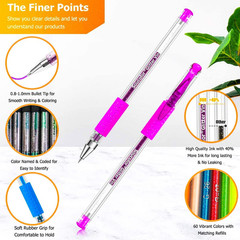 Glitter Gel Pens for Adult Coloring Books, School Art Class Supplies,120 Pack-60
