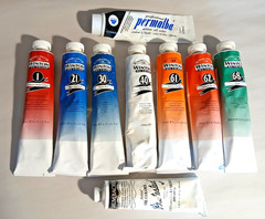 large tubes of oil paint 7 Winton Oil Colors 1 Grumbacher® 1 Permalba®
