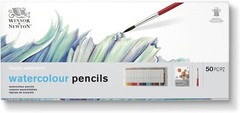 Winsor & Newton Watercolour Pencils Box Set of 48 + Paper Pad + Brush