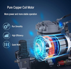 Upgraded Airbrush Single-Piston Oil-free Mini Compressor ABPST08 with Cooling