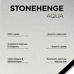 Stonehenge Aqua White Medium Weight Block, 140lb, Hotpress, 18 x 24 Inches, 1…