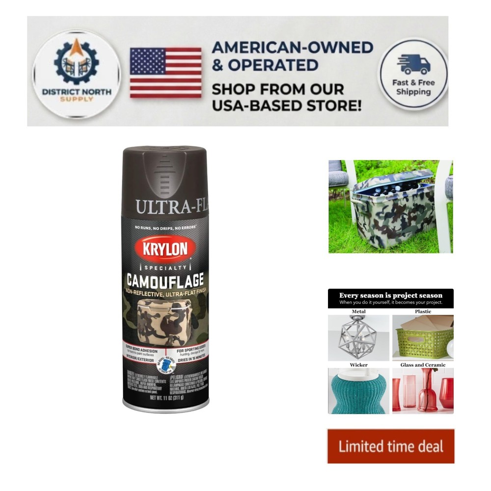 Versatile 11 oz Krylon Ultra Flat Brown Camouflage Spray Paint – All Surfaces
