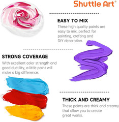 Shuttle Art 18 Colors Acrylic Paint Bottle Set (250Ml/8.45Oz), Rich Pigmented Bu