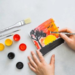 XDT#888-1 Assorted Art Brush Set 10Pc X-Long Handle Acrylic Oil Watercolor