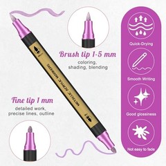 Colors Metallic Marker Pens, Dual Tip Acrylic Paint 30 Metallic Multicolor