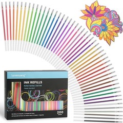 200 Colors Gel Pen Refills, Glitter Neon Gel Pens Refills,Replace Cartridges fo