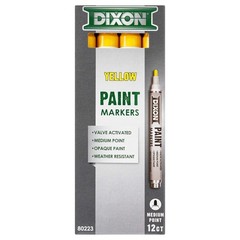 Dixon Industrial Paint Markers, Medium Tip, Box of 12 Markers, Yellow (80223)