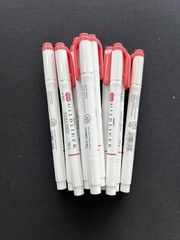 12 Zebra Pen Mildliner Double Ended Markers: Chisel & Bullet Tip: Coral Pink