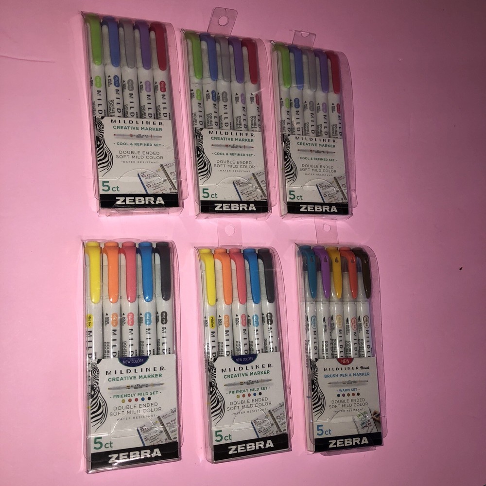 New Zebra Midliner Creative Marker Warm set 6pk Water resistant