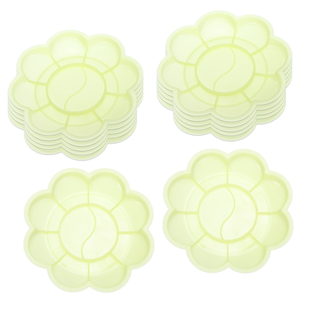 10 Wells Paint Tray Palette 12pcs Painting Pallet Holder Flower Shape, Yellow