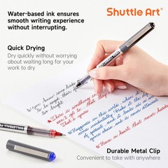 Shuttle Art Rollerball Pens, 10 1 Count (Pack of 10), 8 black+1 blue+1 red