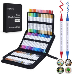 72 Colors Brush & Fine Tip Acrylic Paint Pens, Dual Tip Acrylic Paint Markers fo